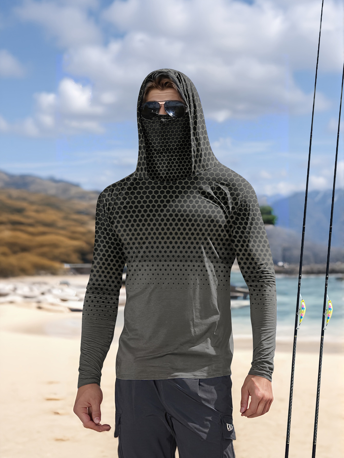 Fishing Hoodie - Мужская рыболовная рубашка с капюшоном и
